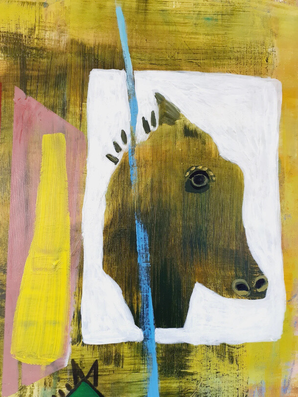 Greet Verstraete, Blauwe lijn (detail), 2025, acrylverf