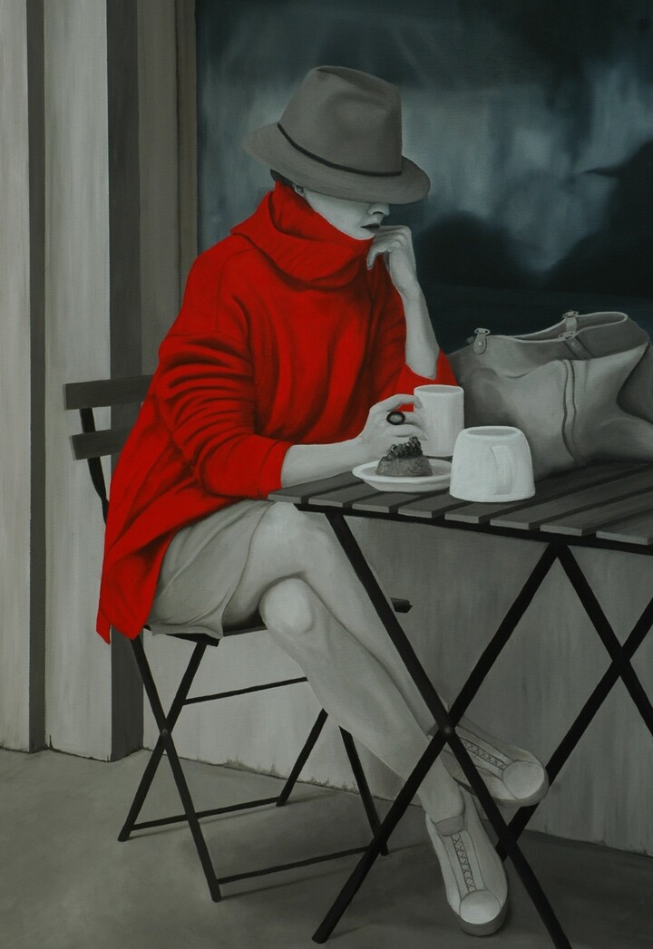 Red turtle-collar day-dreaming