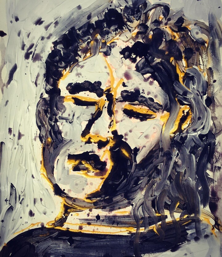 portret in grijs en goud