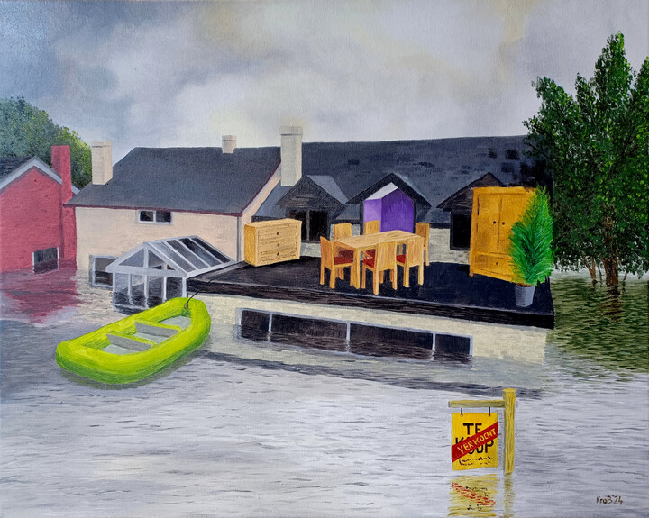 Milieu- en klimaatschilderij nr. 34: "Bouwen in overstromingsgebied"
