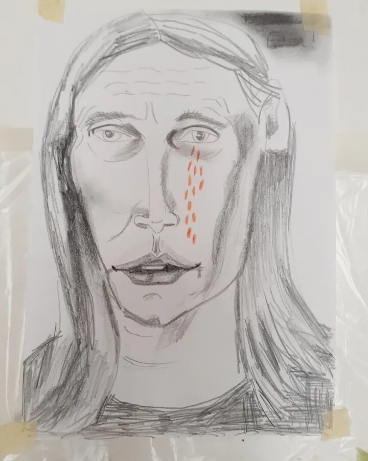 Zelfportret, tranen voor Gaza