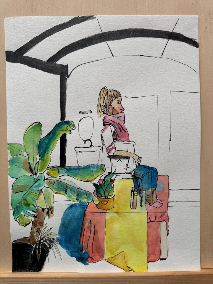 vrouw met bananeboom