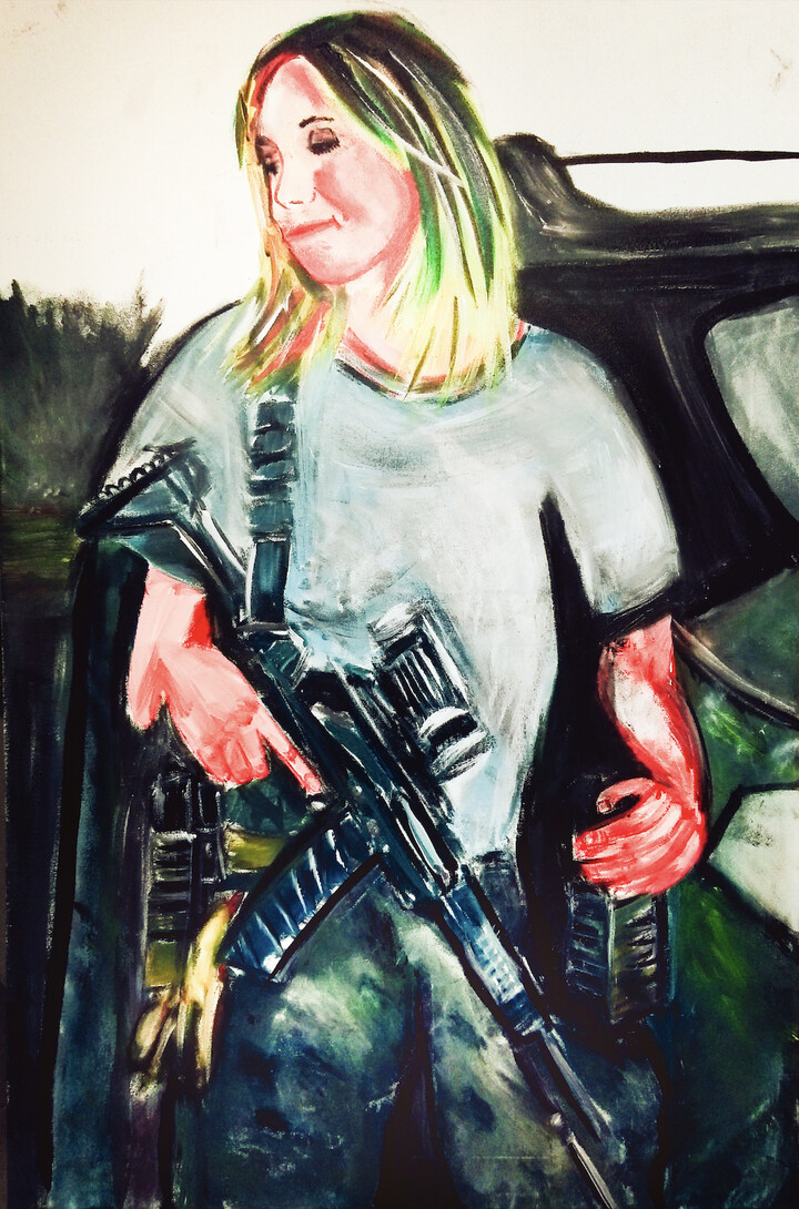 Viktoriia Honcharuk with gun